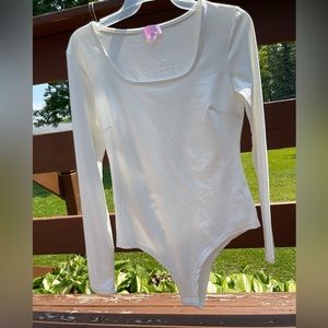 Pink Lily All I Know Square Neck Ivory Bodysuit